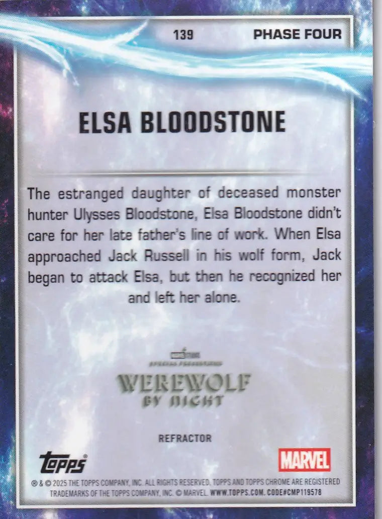 2025 Topps Chrome Marvel Refractor #139 Elsa Bloodstone - Werewolf by Night