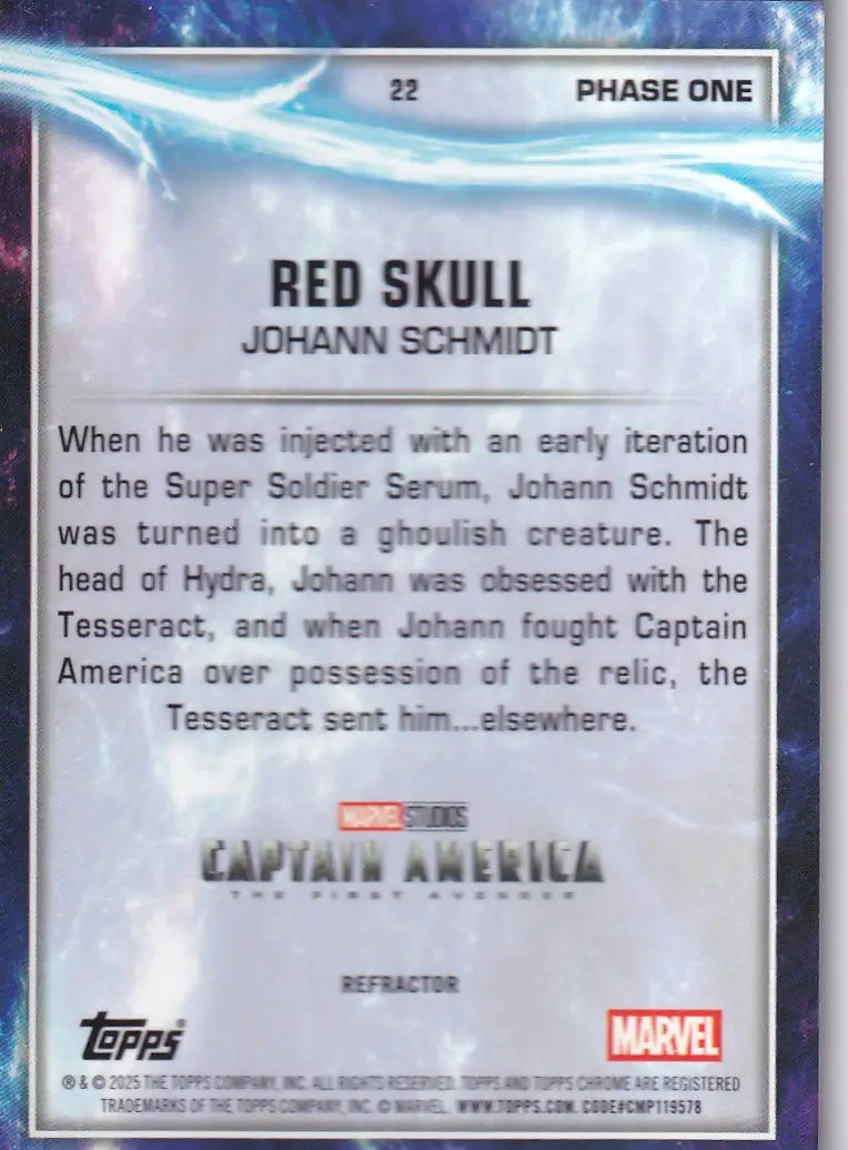 2025 Topps Chrome Marvel Refractor #22 Red Skull - Captain America: The Avenger - Other