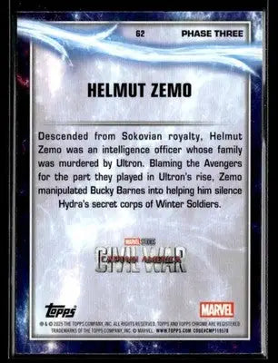 2025 Topps Chrome Marvel Studios Helmut Zemo #62 - Marvel Card Single