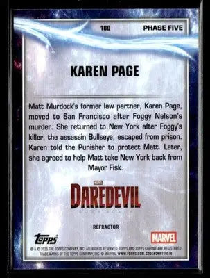 2025 Topps Chrome Marvel Studios Karen Page #180 Rainbow Refractor Debut