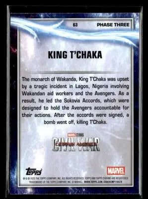 2025 Topps Chrome Marvel Studios King T’Chaka #63 - Marvel Card Single