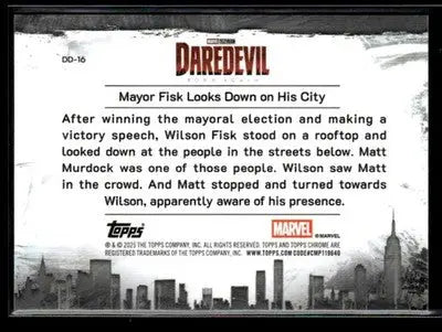 2025 Topps Chrome Marvel Studios Mayor Fisk Looks Down on His City #DD-16 - Marvel Card Single