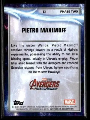 2025 Topps Chrome Marvel Studios Pietro Maximoff #53 - Marvel Card Single