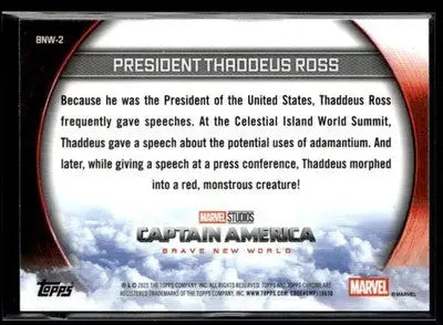 2025 Topps Chrome Marvel Studios President Thaddeus Ross #BNW-2 Brave New World - Marvel Card Single