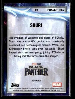 2025 Topps Chrome Marvel Studios Shuri #80 Rainbow Refractor - Marvel Card Single