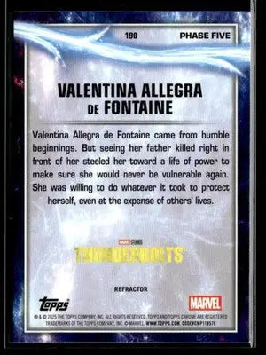 2025 Topps Chrome Marvel Studios Valentina Allegra de Fontaine #190 Rainbow Refr - Marvel Card Single
