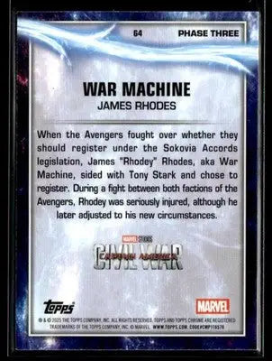 2025 Topps Chrome Marvel Studios War Machine #64 - Marvel Card Single