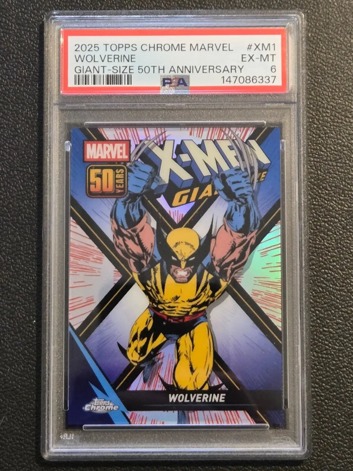 2025 Topps Chrome Marvel Wolverine #XM1 X-Men 50th Anniv Giant PSA 6 EX-MT - Marvel Card Single