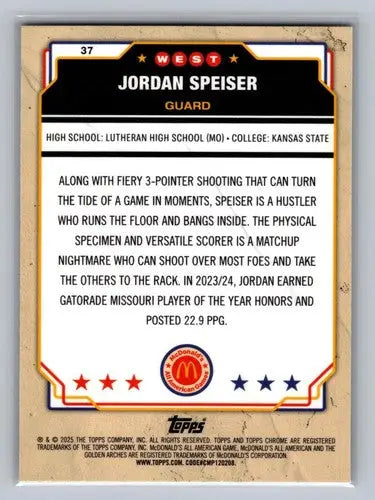 2025 Topps Chrome McDonalds All American RayWave Refractor #37 Jordan S ID:83828