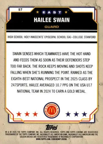 2025 Topps Chrome McDonalds All American RayWave Refractor #57 Hailee S ID:83822