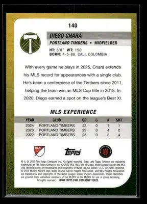 2025 Topps Chrome MLS Diego Chará #140 Portland Timbers - Soccer Card Single