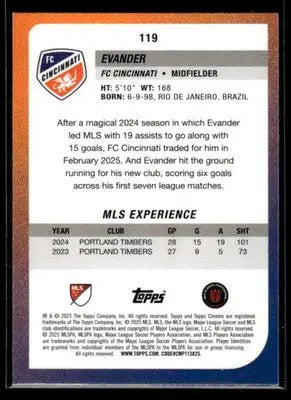 2025 Topps Chrome MLS Evander #119 FC Cincinnati - Soccer Card Single