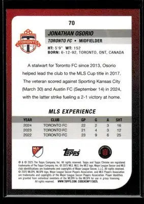 2025 Topps Chrome MLS Jonathan Osorio #70 Toronto FC - Soccer Card Single