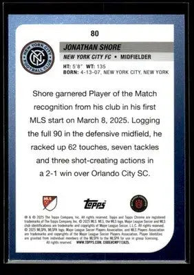 2025 Topps Chrome MLS Jonathan Shore #80 New York City FC - Soccer Card Single