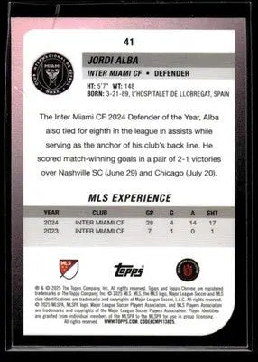 2025 Topps Chrome MLS Jordi Alba #41 Inter Miami CF - Soccer Card Single