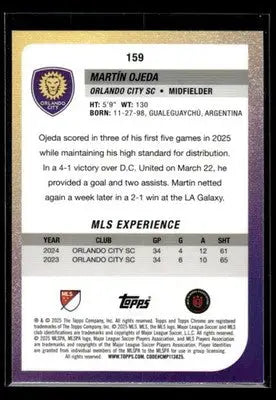 2025 Topps Chrome MLS Martín Ojeda #159 Orlando City SC - Soccer Card Single