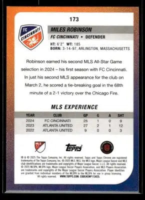 2025 Topps Chrome MLS Miles Robinson #173 FC Cincinnati - Soccer Card Single