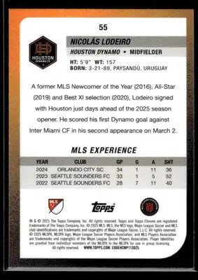 2025 Topps Chrome MLS Nicolás Lodeiro #55 Houston Dynamo - Soccer Card Single