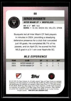 2025 Topps Chrome MLS Sergio Busquets #88 Inter Miami CF - Soccer Card Single