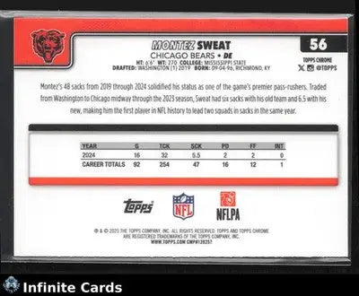 2025 Topps Chrome MONTEZ SWEAT #56 Chicago Bears - Football Card Single