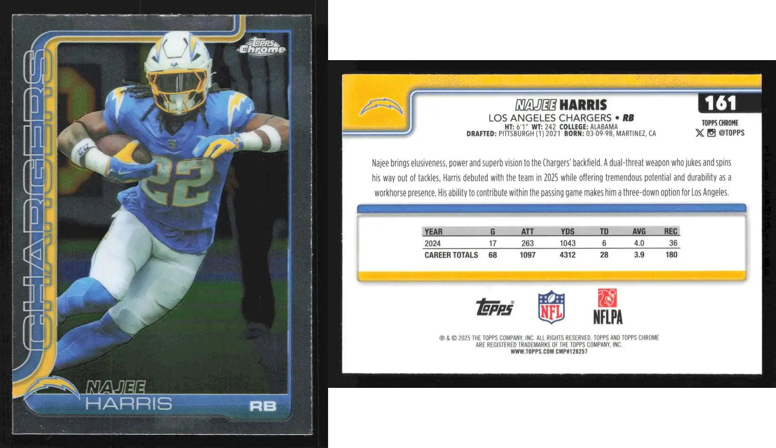 2025 Topps Chrome NAJEE HARRIS #161 Los Angeles Chargers - Football Card Single