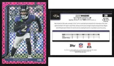 2025 Topps Chrome NATE WIGGINS #28 Hot Pink X-Fractor Baltimore Ravens - Football Card Single