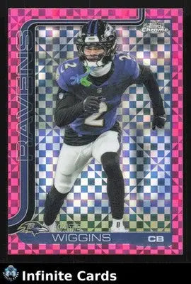 2025 Topps Chrome NATE WIGGINS #28 Hot Pink X-Fractor Baltimore Ravens - Football Card Single