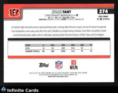 2025 Topps Chrome NOAH FANT #274 X-Fractor Cincinnati Bengals - Football Card Single