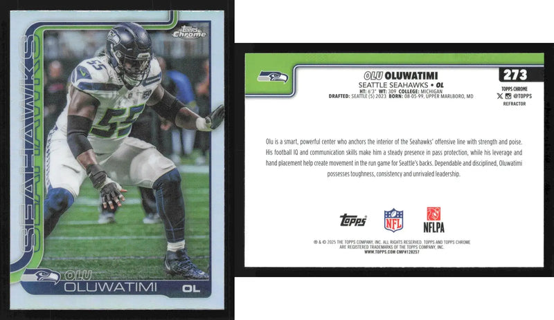 2025 Topps Chrome OLU OLUWATIMI #273 Refractor Seattle Seahawks - Football Card Single