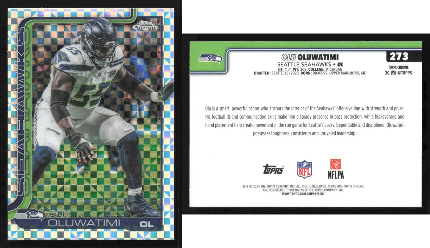 2025 Topps Chrome OLU OLUWATIMI #273 X-Fractor Seattle Seahawks - Football Card Single