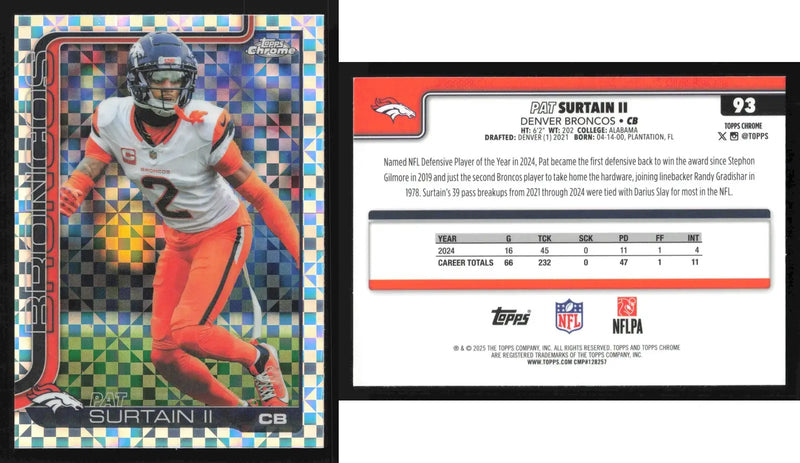2025 Topps Chrome PAT SURTAIN II #93 X-Fractor Denver Broncos - Football Card Single