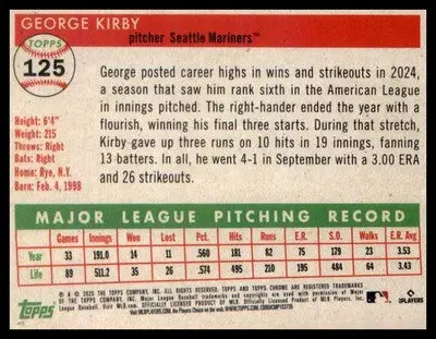 2025 Topps Chrome Platinum #125 George Kirby - Baseball Card Single