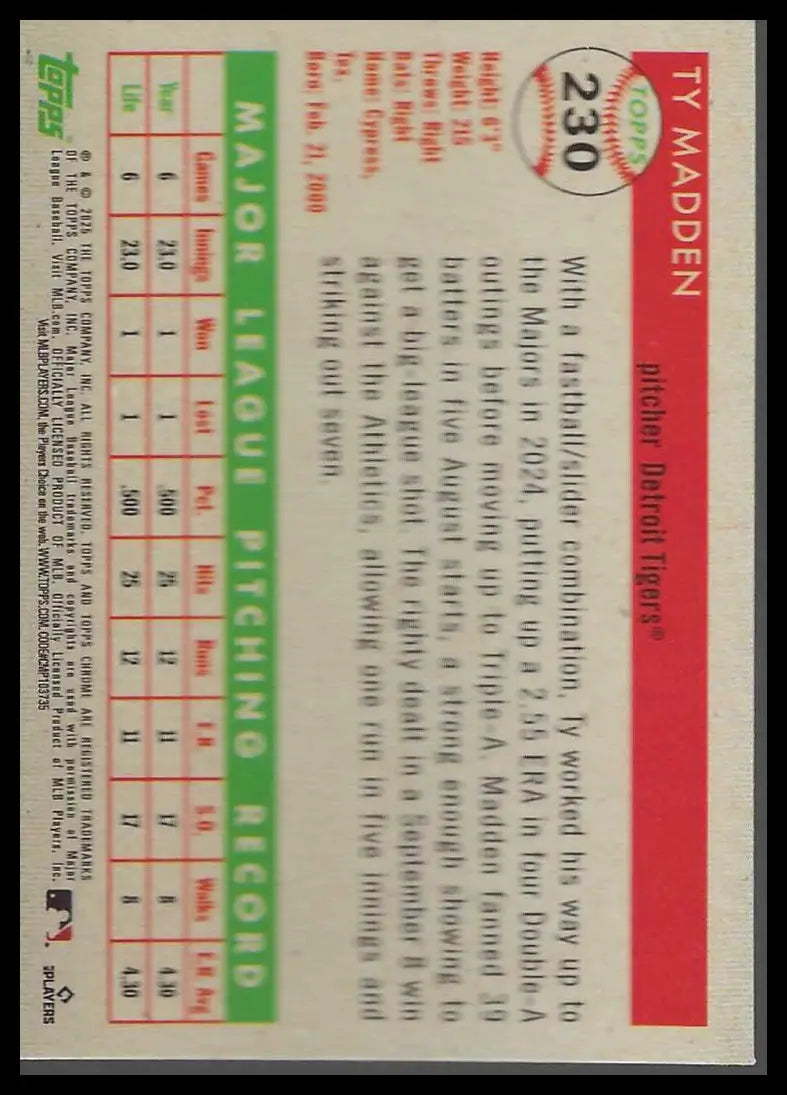 2025 Topps Chrome Platinum #230 Ty Madden Rookie RC