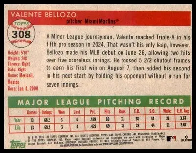 2025 Topps Chrome Platinum #308 Valente Bellozo RC RC - Baseball Card Single