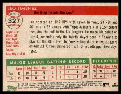 2025 Topps Chrome Platinum #327 Leo Jiménez RC RC