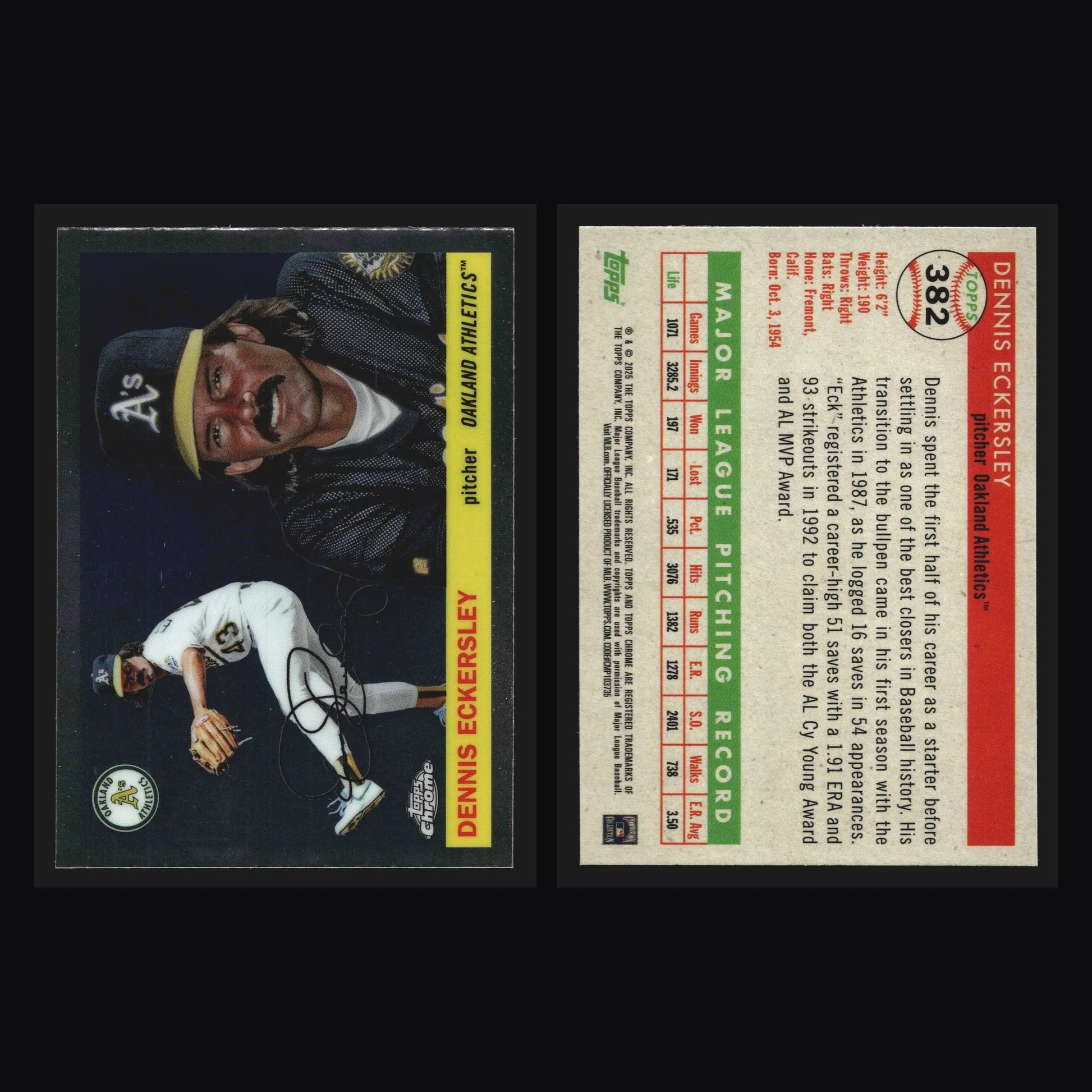 2025 Topps Chrome Platinum #382 Dennis Eckersley Athletics HOF - Baseball Card Single