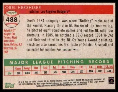 2025 Topps Chrome Platinum #488 Orel Hershiser - Baseball Card Single