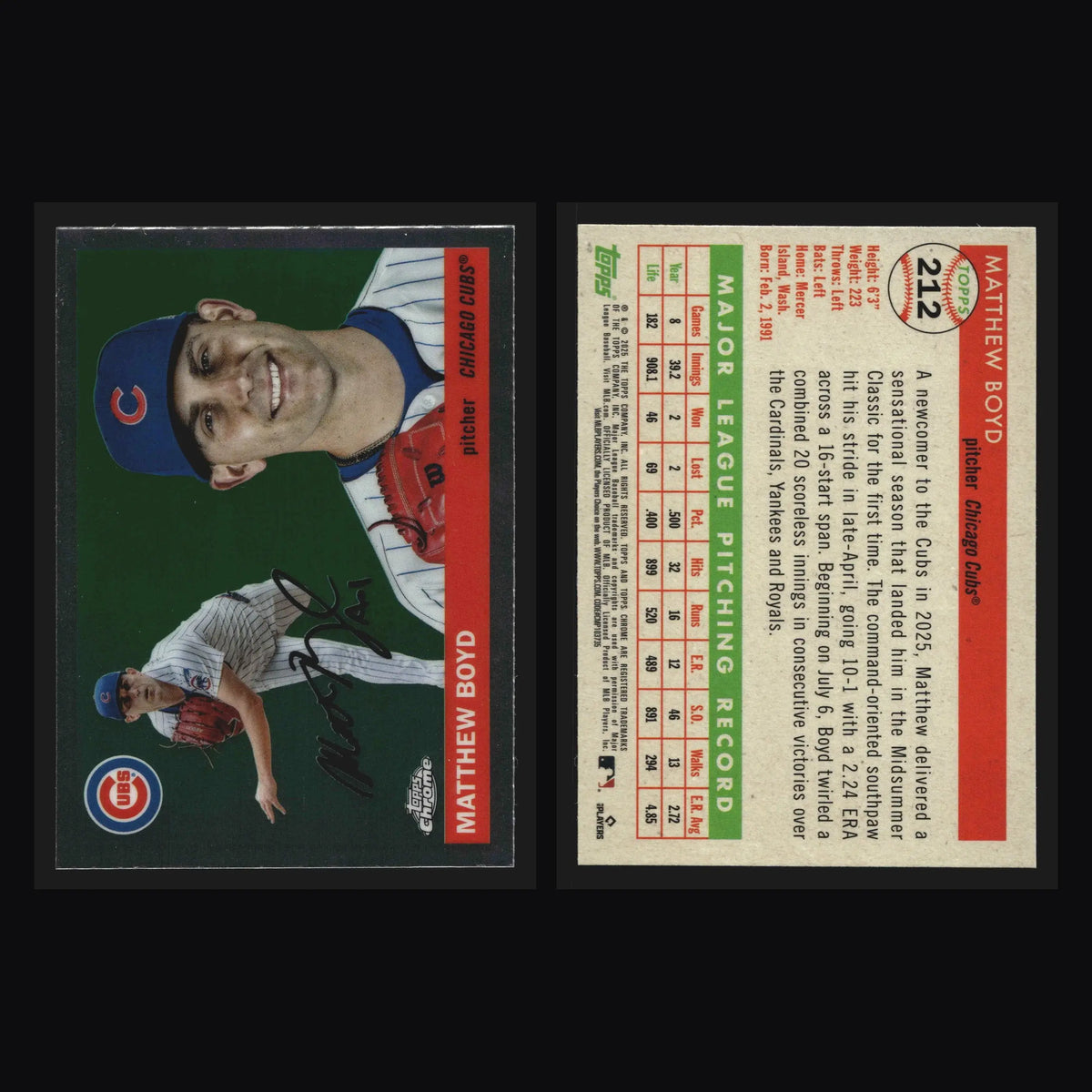 2025 Topps Chrome Platinum Anniversary #212 Matthew Boyd Cubs - Baseball Card Single