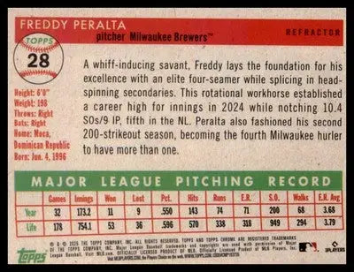 2025 Topps Chrome Platinum Refractors #28 Freddy Peralta