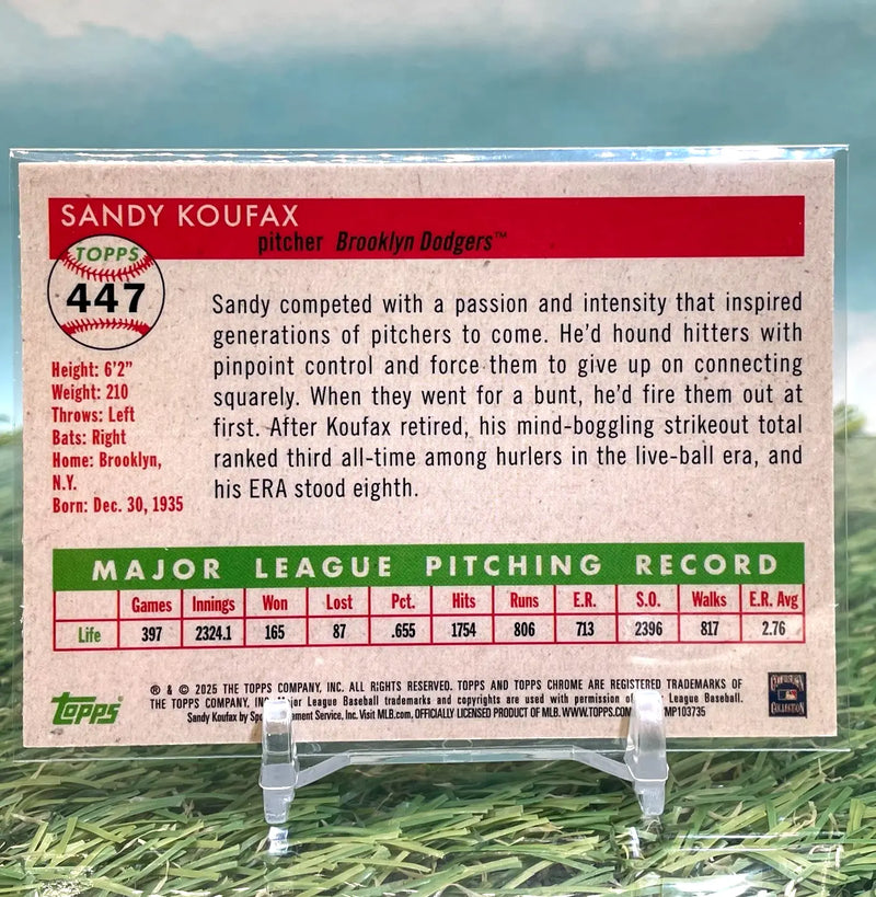 2025 Topps Chrome Platinum Sandy Koufax Topps Logo Refractor /499 Dodgers KM99 - Baseball Card Single
