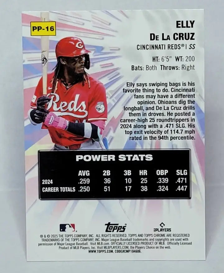2025 Topps Chrome-Power Players-Elly De La Cruz #PP-16 - Baseball Card Single