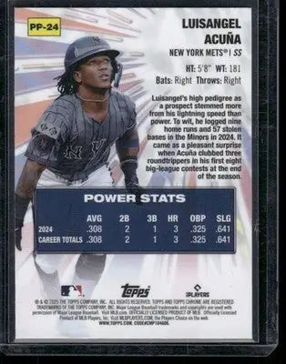 2025 Topps Chrome Power Players Luisangel Acuña #PP-24 RC Baseball - Baseball Card Single