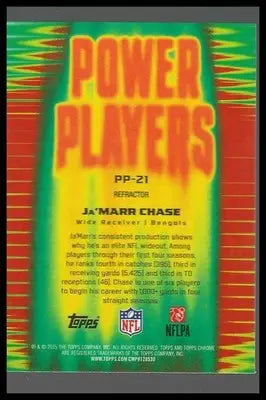 2025 Topps Chrome #PP-21 Ja’Marr Chase Power Players Refractor