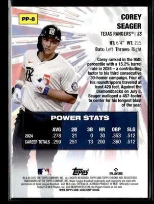 2025 Topps Chrome #PP-8 Corey Seager Power Players - Baseball Card Single