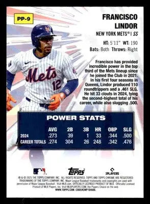 2025 Topps Chrome #PP-9 Francisco Lindor Power Players - Baseball Card Single
