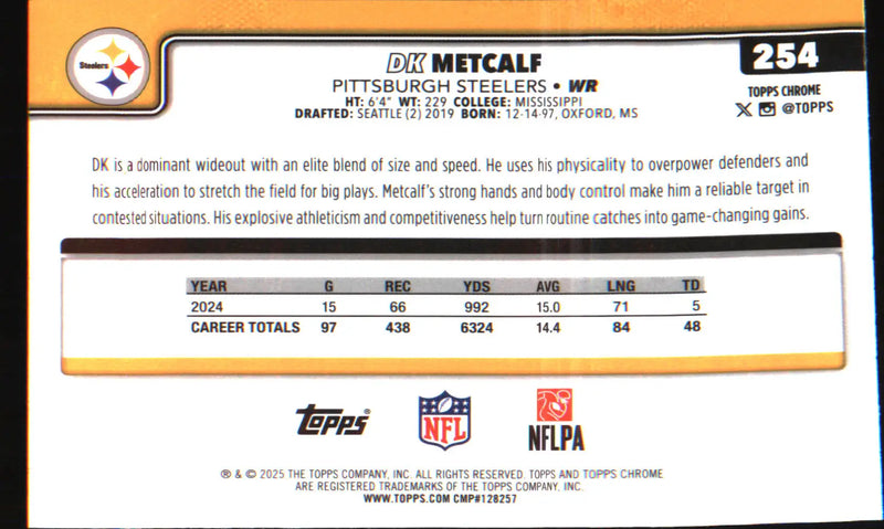 2025 Topps Chrome Pulsar Refractor #254 DK Metcalf