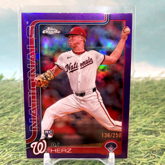 2025 Topps Chrome Purple Refractor 270 DJ Herz Washington Nationals RC /250 - Baseball Card Single