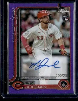2025 Topps Chrome #RA-LJ Levi Jordan Rookie Autographs Purple Refractors #/250 - Baseball Card Single