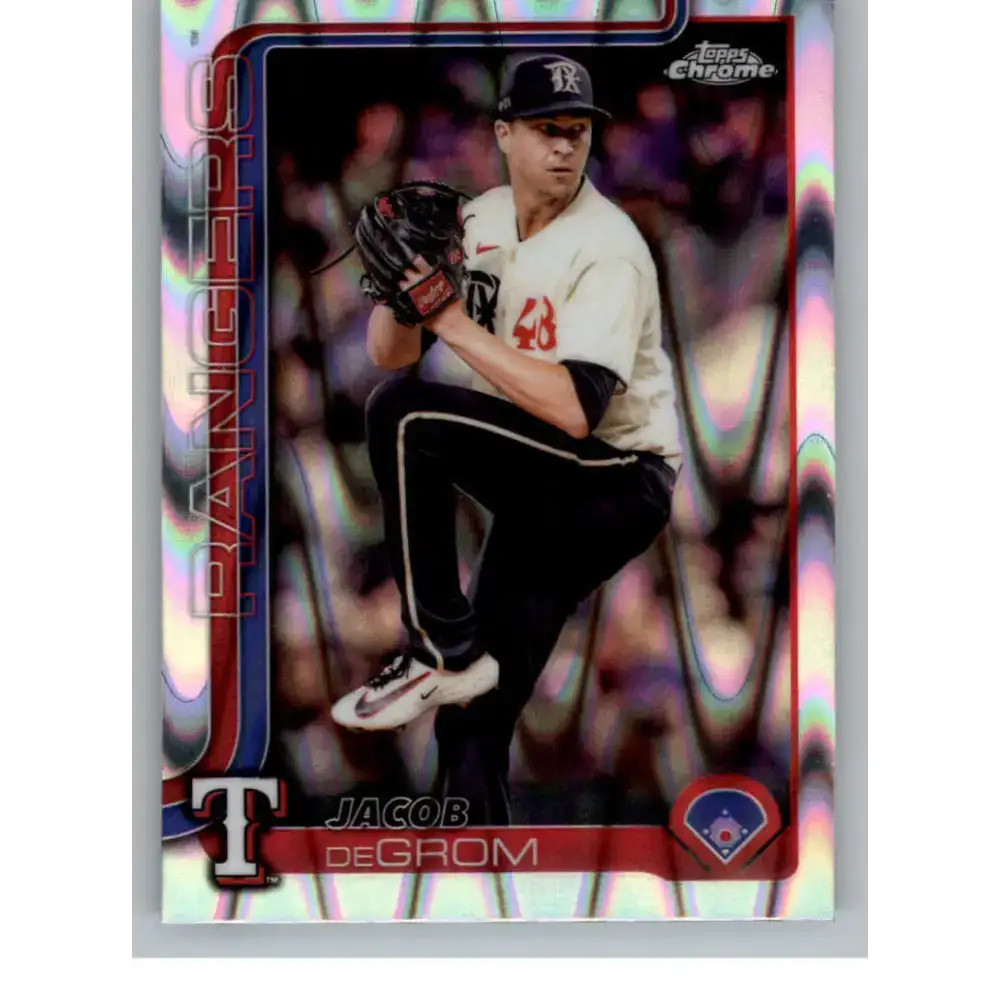 2025 topps Chrome RayWave Refractor #214 Jacob deGrom NM-MT Texas Rangers Baseball Card - Baseball Card Single