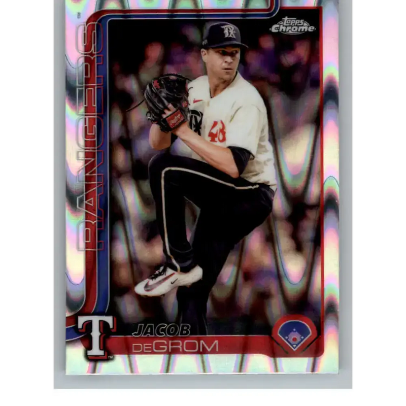 2025 topps Chrome RayWave Refractor #214 Jacob deGrom NM-MT Texas Rangers Baseball Card - Baseball Card Single